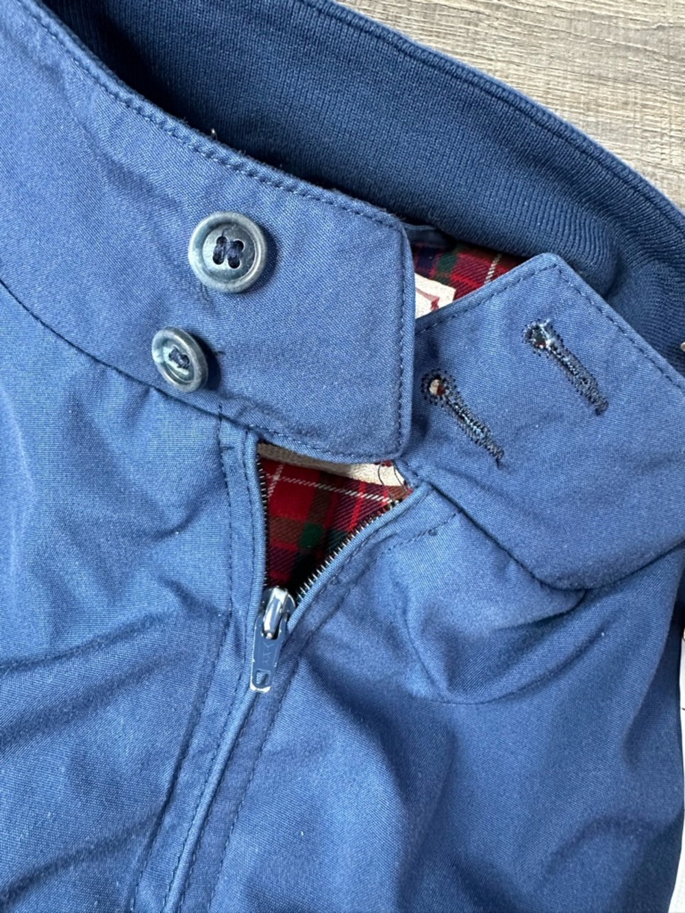 Vintage Baracuta Navy Bomber Jacket with Tartan Lining Button Collar Men’s 40R - Picture 6 of 16